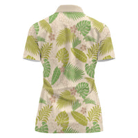 Beige Hawaii Plumeria Lei With Tropical Leaves Women Polo Shirt