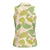 Beige Hawaii Plumeria Lei With Tropical Leaves Women Sleeveless Polo Shirt