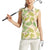 Beige Hawaii Plumeria Lei With Tropical Leaves Women Sleeveless Polo Shirt