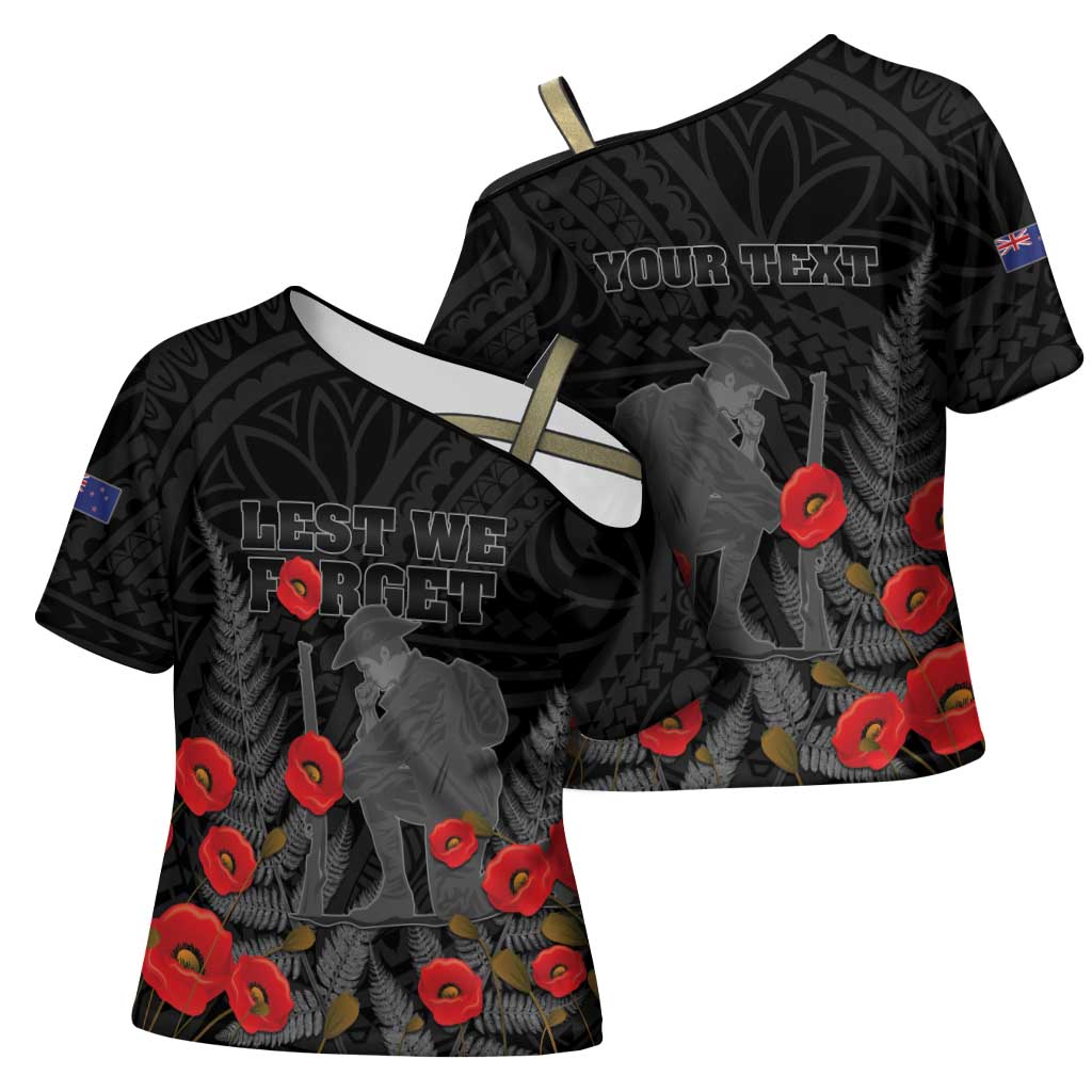 Personalised New Zealand ANZAC Day Cross Shoulder Shirt Lest We Forget Soldier Memorial LT15 - Polynesian Pride
