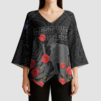 Personalised New Zealand ANZAC Day Kimono Sleeve Blouse Lest We Forget Soldier Memorial
