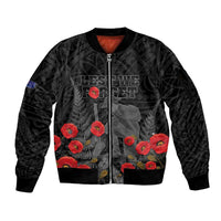 Personalised New Zealand ANZAC Day Sleeve Zip Bomber Jacket Lest We Forget Soldier Memorial