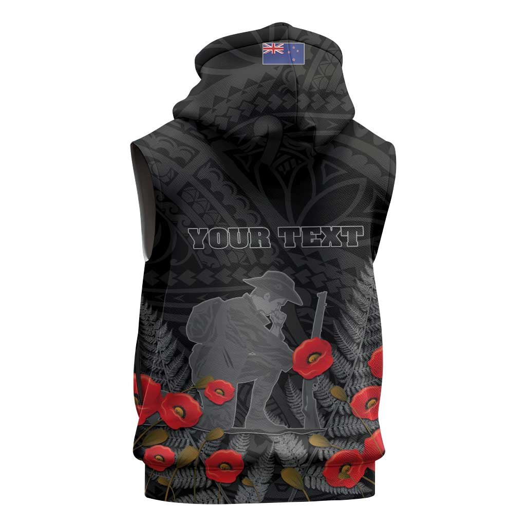 Personalised New Zealand ANZAC Day Sleeveless Hoodie Lest We Forget Soldier Memorial LT15 - Polynesian Pride