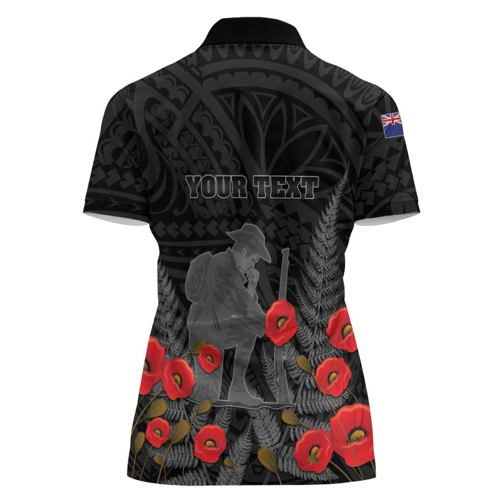 Personalised New Zealand ANZAC Day Women Polo Shirt Lest We Forget Soldier Memorial
