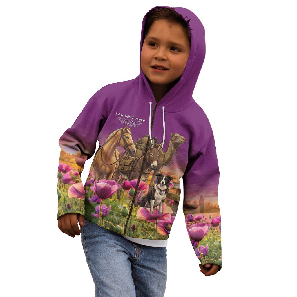 ANZAC Day Kid Hoodie Lest We Forget The Animals Of War LT15 - Polynesian Pride