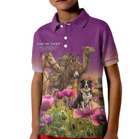 ANZAC Day Kid Polo Shirt Lest We Forget The Animals Of War LT15 Kid Purple - Polynesian Pride