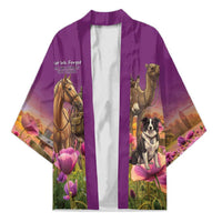 ANZAC Day Kimono Lest We Forget The Animals Of War LT15 Unisex Purple - Polynesian Pride