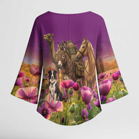 ANZAC Day Kimono Sleeve Blouse Lest We Forget The Animals Of War LT15 - Polynesian Pride