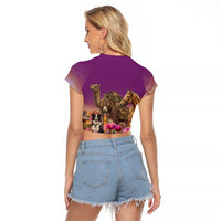 ANZAC Day Raglan Cropped T Shirt Lest We Forget The Animals Of War LT15 - Polynesian Pride
