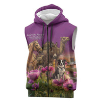ANZAC Day Sleeveless Zip Hoodie Lest We Forget The Animals Of War LT15 Purple - Polynesian Pride