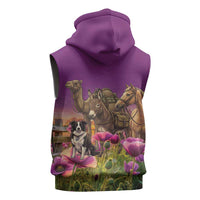ANZAC Day Sleeveless Zip Hoodie Lest We Forget The Animals Of War LT15 - Polynesian Pride
