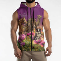 ANZAC Day Sleeveless Zip Hoodie Lest We Forget The Animals Of War LT15 - Polynesian Pride