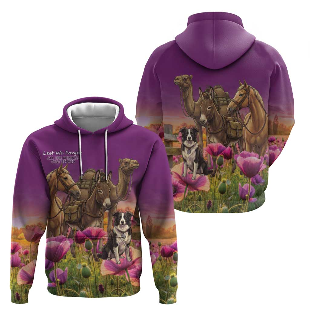 ANZAC Day Zip Hoodie Lest We Forget The Animals Of War LT15 - Polynesian Pride