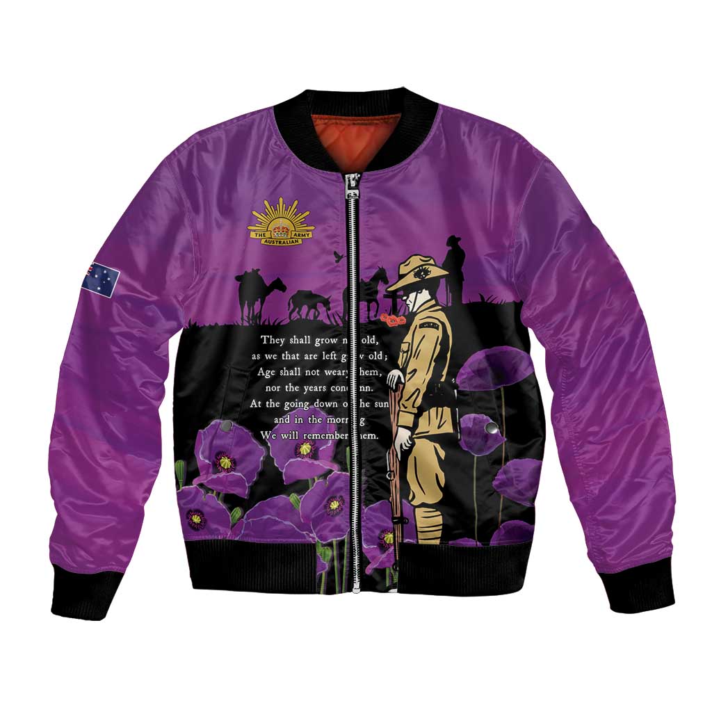 ANZAC Soldier and War Animals Bomber Jacket We Will Remember Them