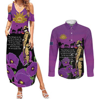 ANZAC Soldier and War Animals Couples Matching Summer Maxi Dress and Long Sleeve Button Shirt We Will Remember Them
