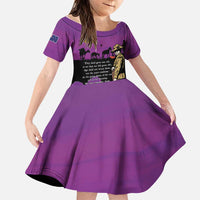 ANZAC Soldier and War Animals Family Matching Off Shoulder Maxi Dress and Hawaiian Shirt We Will Remember Them LT15 Daughter's Dress Purple - Polynesian Pride