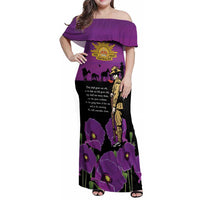 ANZAC Soldier and War Animals Family Matching Off Shoulder Maxi Dress and Hawaiian Shirt We Will Remember Them LT15 Mom's Dress Purple - Polynesian Pride