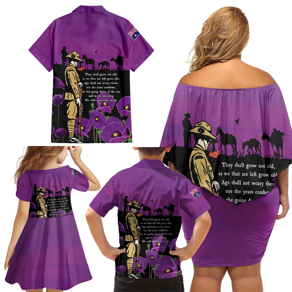 ANZAC Soldier and War Animals Family Matching Off Shoulder Short Dress and Hawaiian Shirt We Will Remember Them LT15 - Polynesian Pride