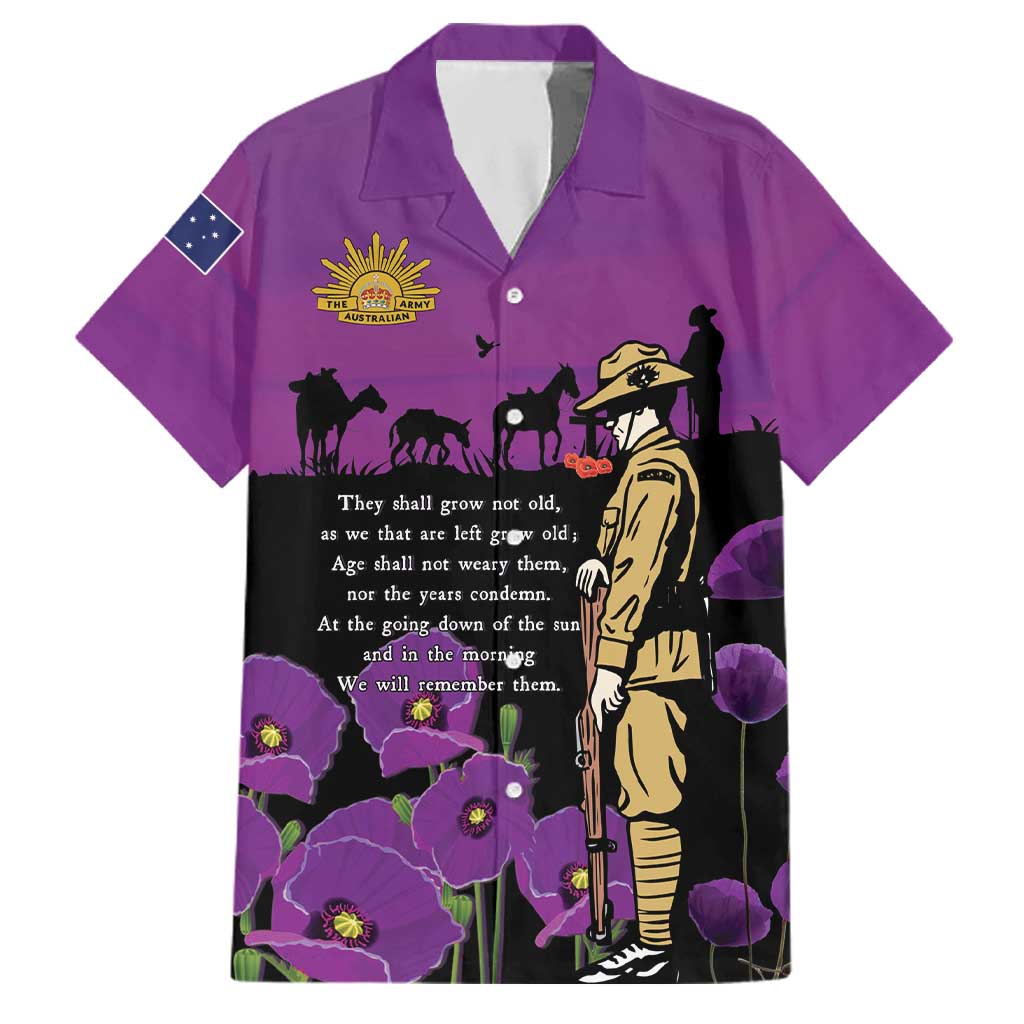 ANZAC Soldier and War Animals Family Matching Summer Maxi Dress and Hawaiian Shirt We Will Remember Them LT15 Dad's Shirt - Short Sleeve Purple - Polynesian Pride