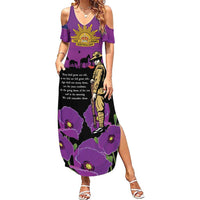ANZAC Soldier and War Animals Family Matching Summer Maxi Dress and Hawaiian Shirt We Will Remember Them LT15 Mom's Dress Purple - Polynesian Pride