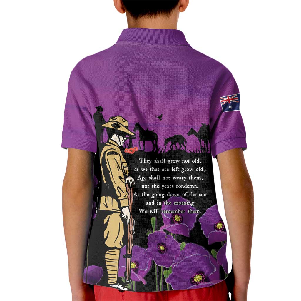 ANZAC Soldier and War Animals Kid Polo Shirt We Will Remember Them