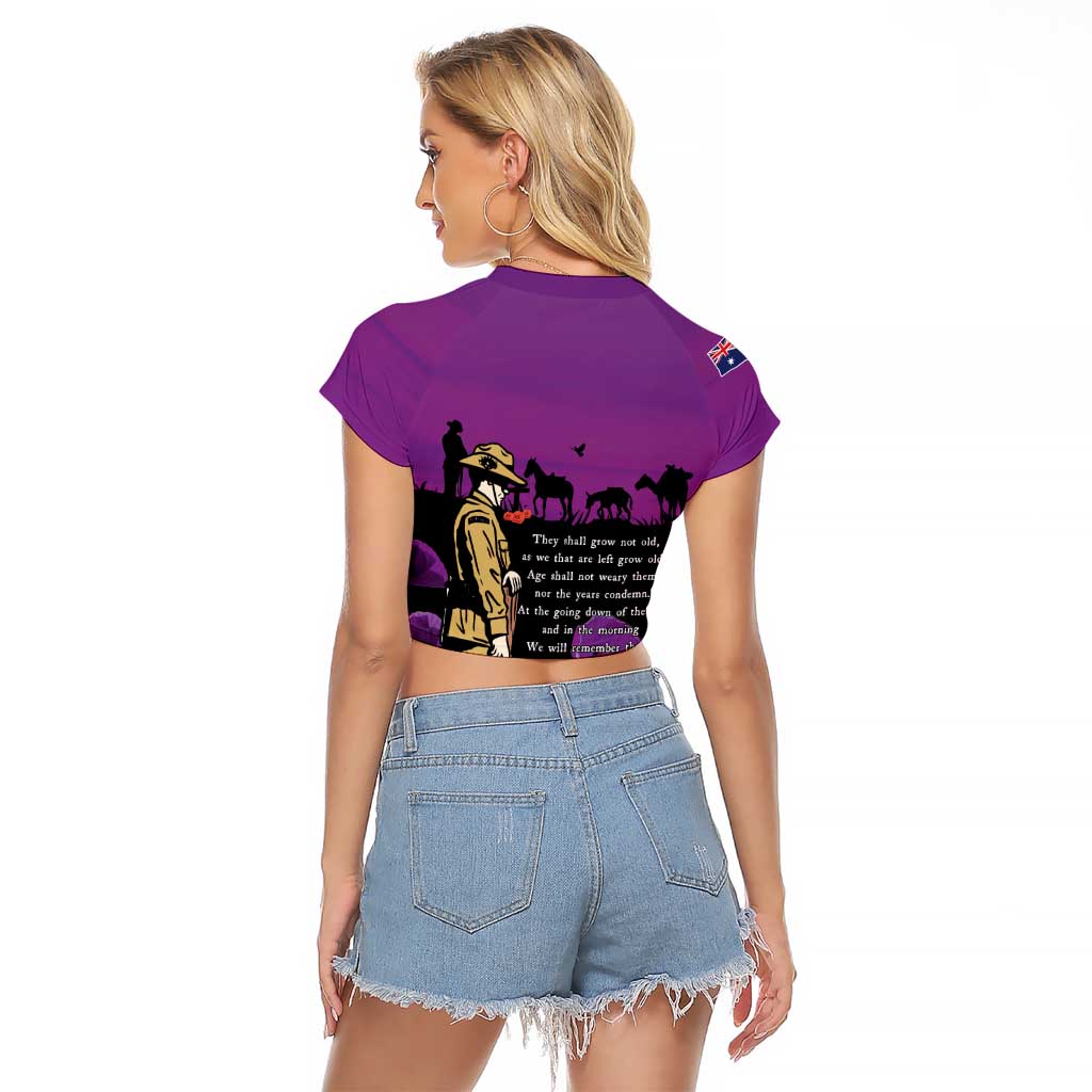 ANZAC Soldier and War Animals Raglan Cropped T Shirt We Will Remember Them LT15 - Polynesian Pride