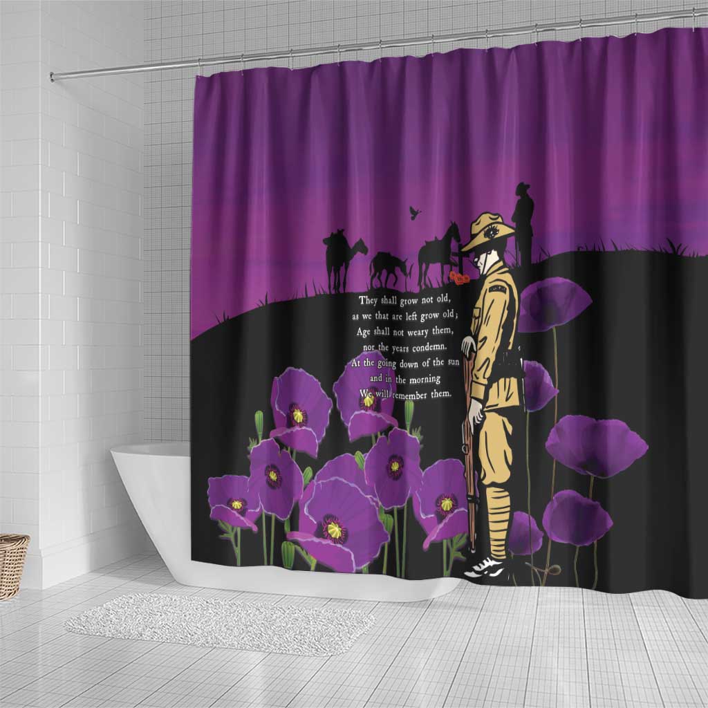 ANZAC Soldier and War Animals Shower Curtain We Will Remember Them