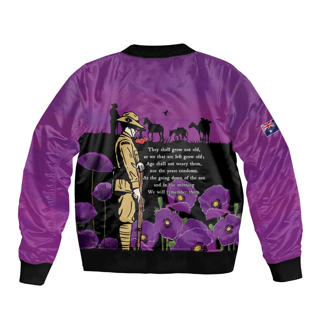 ANZAC Soldier and War Animals Sleeve Zip Bomber Jacket We Will Remember Them LT15 - Polynesian Pride