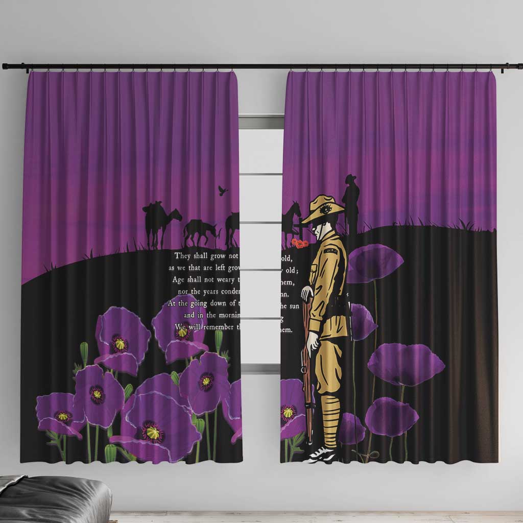 ANZAC Soldier and War Animals Window Curtain We Will Remember Them