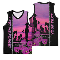 Personalised ANZAC War Animals Basketball Jersey Lest We Forget Memorial