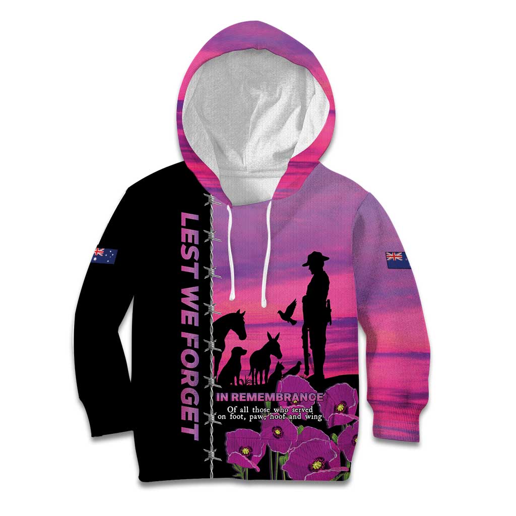 Personalised ANZAC War Animals Kid Hoodie Lest We Forget Memorial