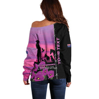 Personalised ANZAC War Animals Off Shoulder Sweater Lest We Forget Memorial
