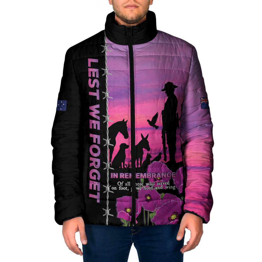 Personalised ANZAC War Animals Padded Jacket Lest We Forget Memorial
