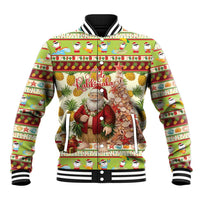 Hawaiian Santa Aloha Pineapple Christmas Baseball Jacket Mele Kalikimaka LT15 Unisex Cream - Polynesian Pride