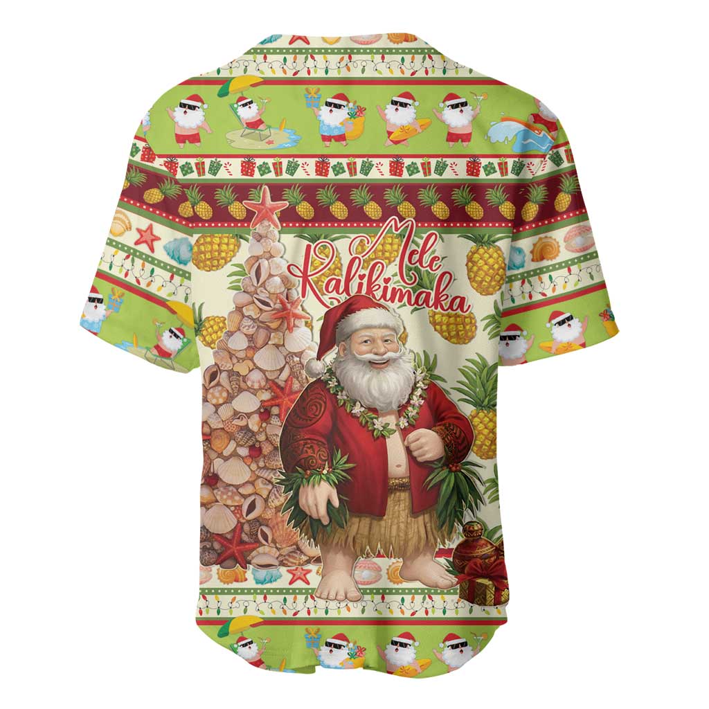 Hawaiian Santa Aloha Pineapple Christmas Baseball Jersey Mele Kalikimaka - Polynesian Pride