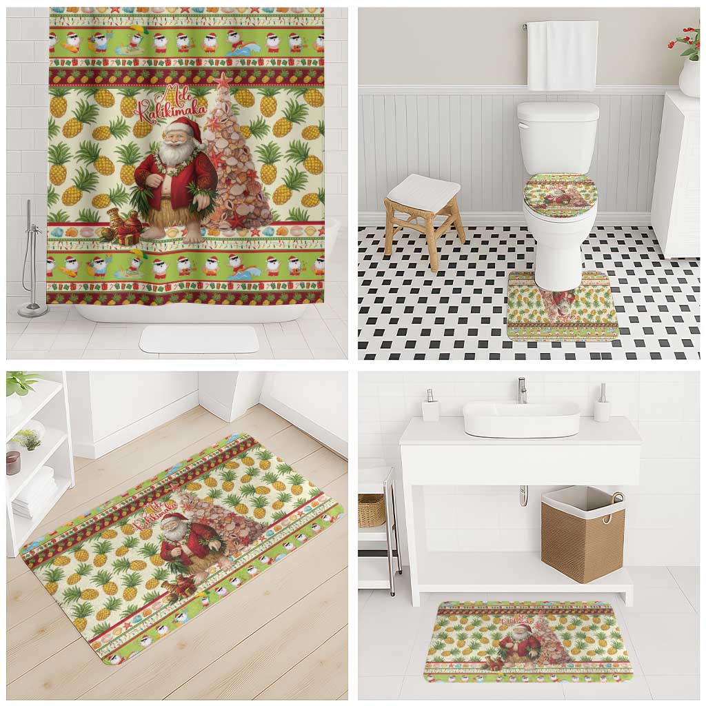 Hawaiian Santa Aloha Pineapple Christmas Bathroom Set Mele Kalikimaka LT15 - Polynesian Pride