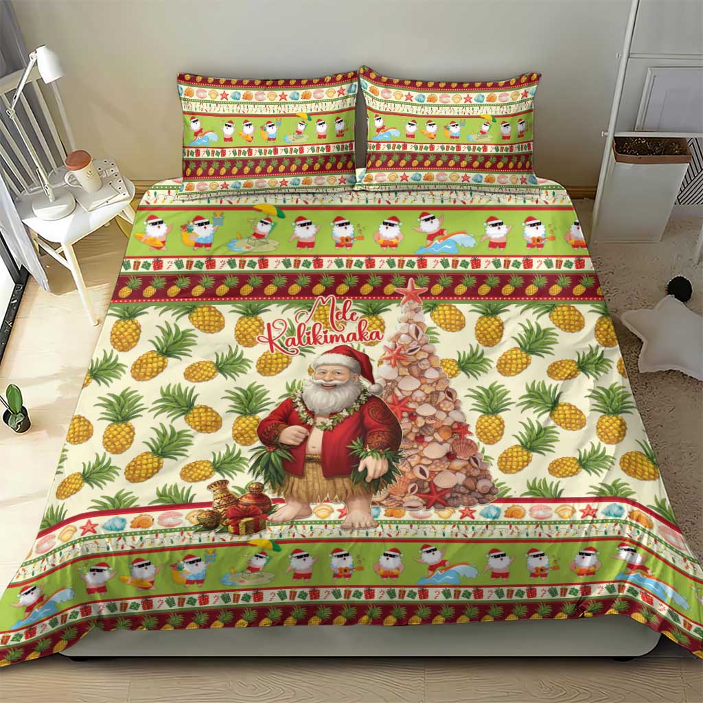 Hawaiian Santa Aloha Pineapple Christmas Bedding Set Mele Kalikimaka LT15 - Polynesian Pride