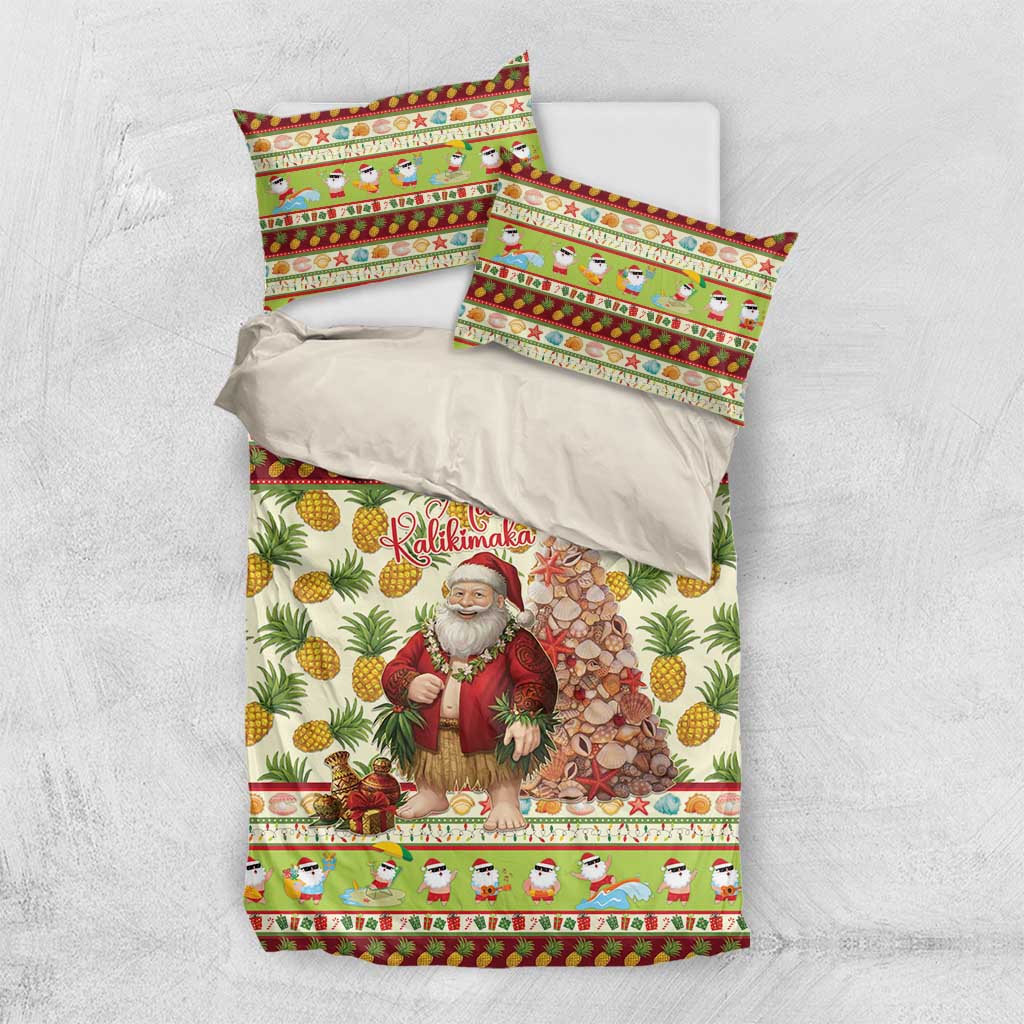 Hawaiian Santa Aloha Pineapple Christmas Bedding Set Mele Kalikimaka LT15 US Twin 172cm x 218cm Cream - Polynesian Pride
