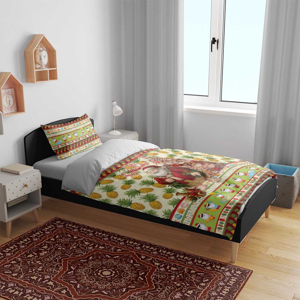 Hawaiian Santa Aloha Pineapple Christmas Bedding Set Mele Kalikimaka LT15 - Polynesian Pride