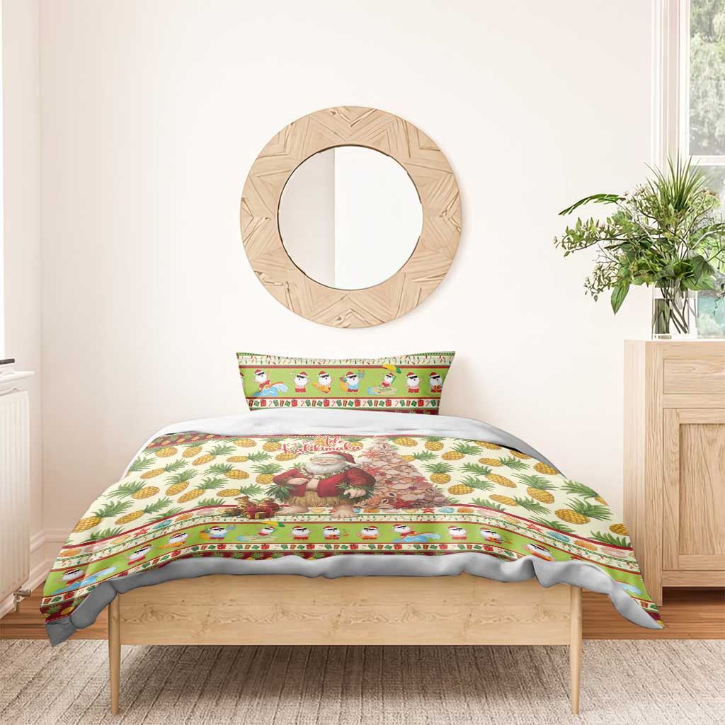 Hawaiian Santa Aloha Pineapple Christmas Bedding Set Mele Kalikimaka LT15 - Polynesian Pride