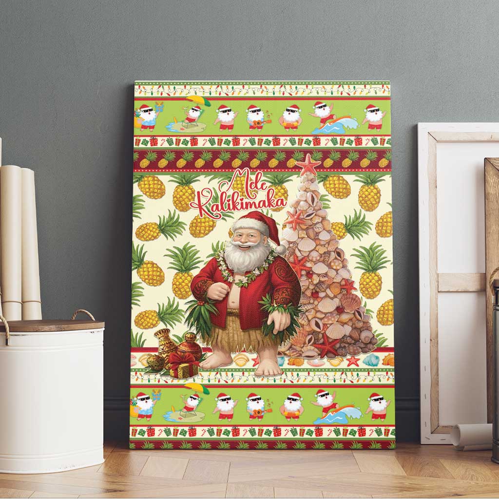 Hawaiian Santa Aloha Pineapple Christmas Canvas Wall Art Mele Kalikimaka LT15 - Polynesian Pride