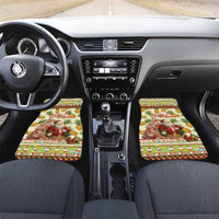 Hawaiian Santa Aloha Pineapple Christmas Car Mats Mele Kalikimaka LT15 Set 2pcs - Front Cream - Polynesian Pride