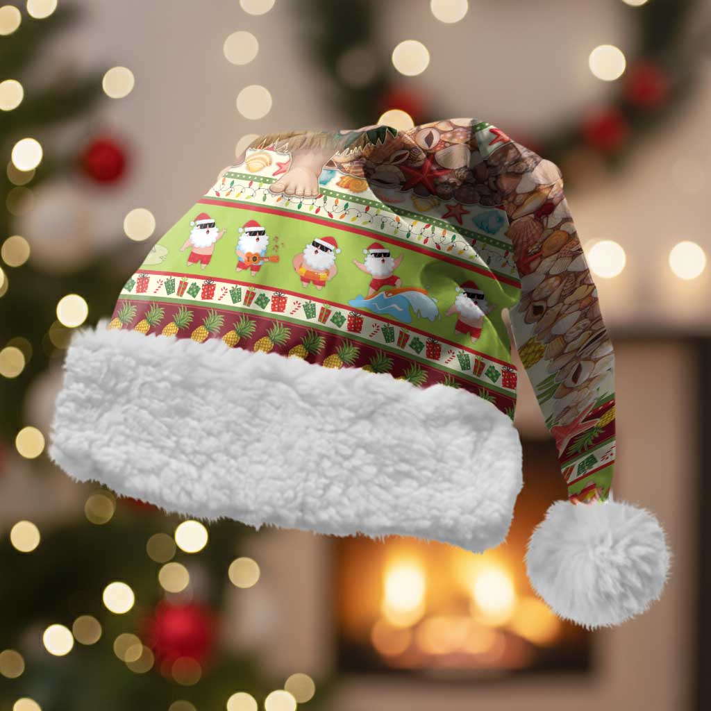 Hawaiian Santa Aloha Pineapple Christmas Santa Hat Mele Kalikimaka LT15 With Fur Cream - Polynesian Pride