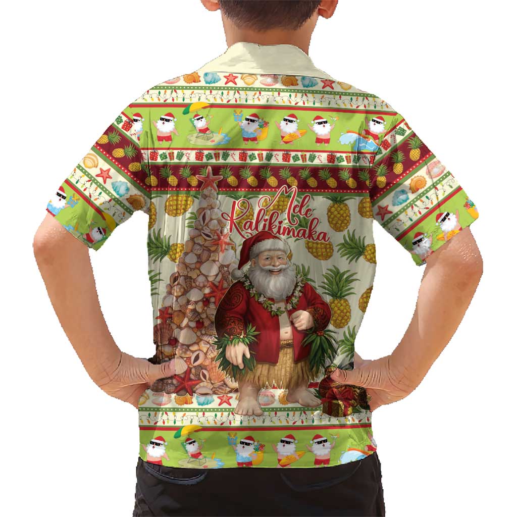 Hawaiian Santa Aloha Pineapple Christmas Family Matching Long Sleeve Bodycon Dress and Hawaiian Shirt Mele Kalikimaka LT15 - Polynesian Pride