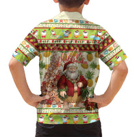 Hawaiian Santa Aloha Pineapple Christmas Family Matching Long Sleeve Bodycon Dress and Hawaiian Shirt Mele Kalikimaka LT15 - Polynesian Pride