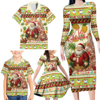 Hawaiian Santa Aloha Pineapple Christmas Family Matching Long Sleeve Bodycon Dress and Hawaiian Shirt Mele Kalikimaka LT15 - Polynesian Pride