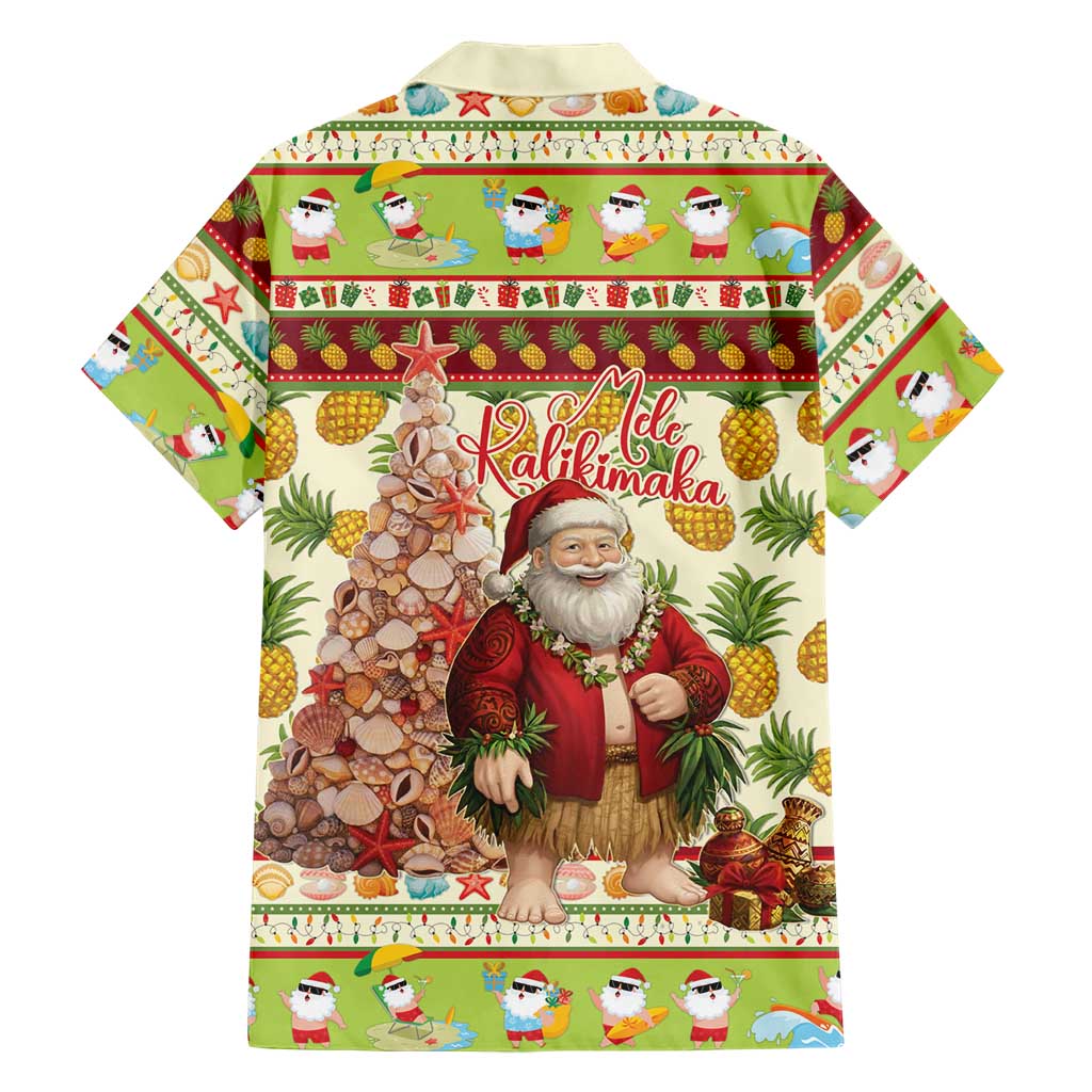 Hawaiian Santa Aloha Pineapple Christmas Family Matching Long Sleeve Bodycon Dress and Hawaiian Shirt Mele Kalikimaka LT15 - Polynesian Pride