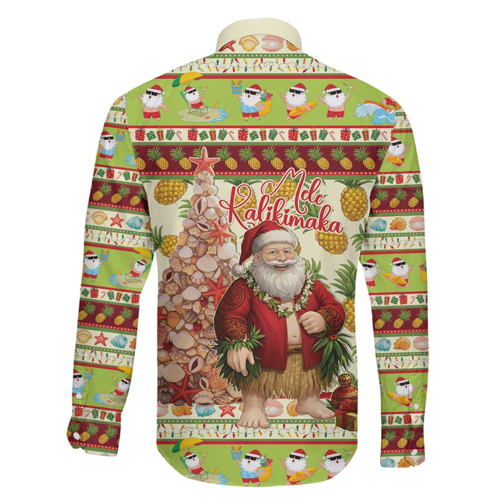 Hawaiian Santa Aloha Pineapple Christmas Family Matching Long Sleeve Bodycon Dress and Hawaiian Shirt Mele Kalikimaka LT15 - Polynesian Pride