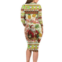 Hawaiian Santa Aloha Pineapple Christmas Family Matching Long Sleeve Bodycon Dress and Hawaiian Shirt Mele Kalikimaka LT15 - Polynesian Pride
