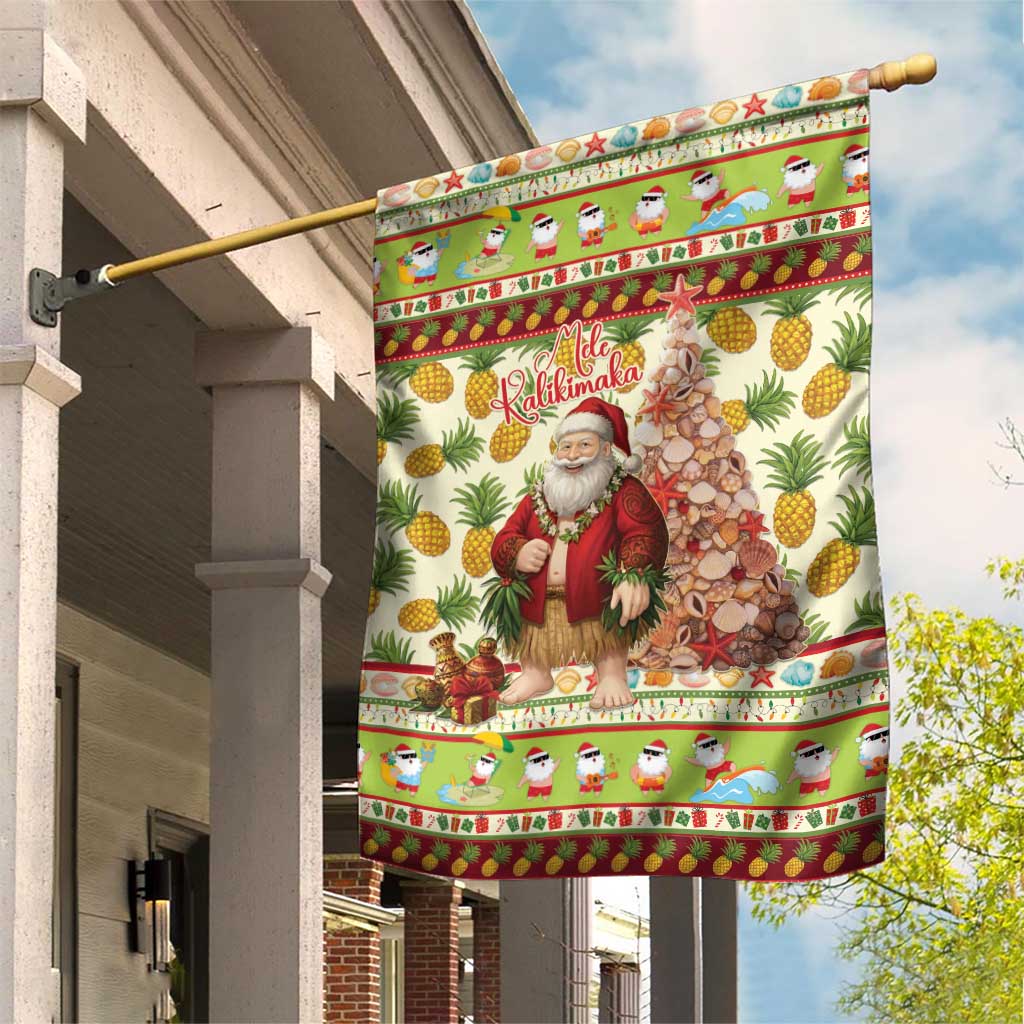Hawaiian Santa Aloha Pineapple Christmas Garden Flag Mele Kalikimaka LT15 House Flag Cream - Polynesian Pride